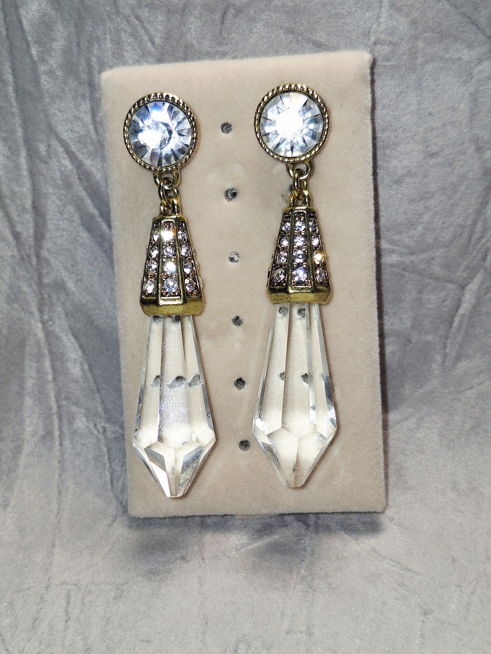 Heidi Daus Shades Of Sparkle Clear Crystal Drop Dangle Earrings - Gold Tone